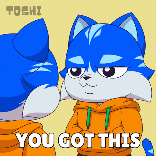 Blue Cat Saying You Got This