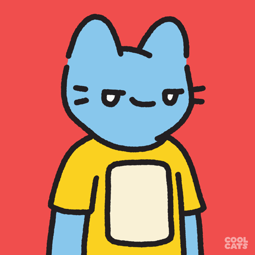 Blue Cat Wearing Yellow Cool Cats Shirt