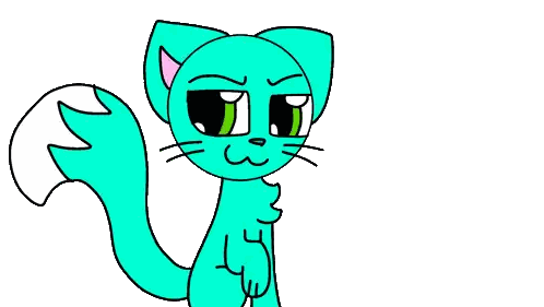 Blue Cat With Green Eyes And White Tail