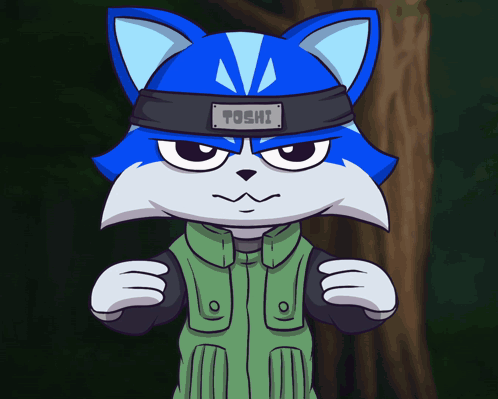 Blue Cat With Headband Toshi