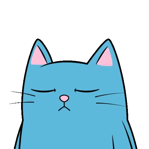 Blue Cat with Pink Ears and Serious Look