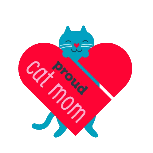 Blue Cat With Proud Cat Mom Heart