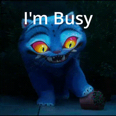 Blue Cat With Red Eyes Saying I'm Busy GIF