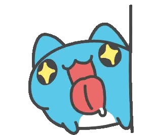 Blue Cat With Red Tongue and Yellow Star