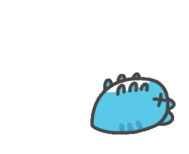 Blue Cat with Yellow Circle in Mouth