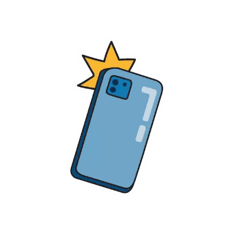 Blue Cell Phone with Yellow Star