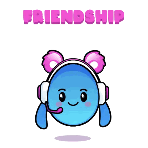 Blue Character With Headphones Friendship