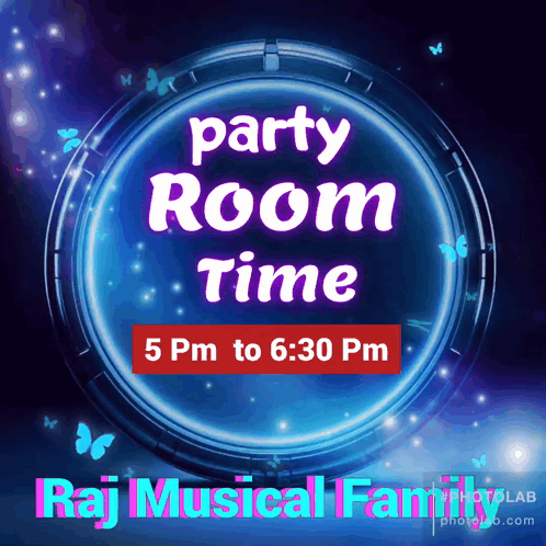 Blue Circle Saying Party Room Time GIF