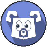Blue Circle With Cartoon Dog and Skeleton