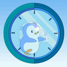 Blue Clock With Penguin