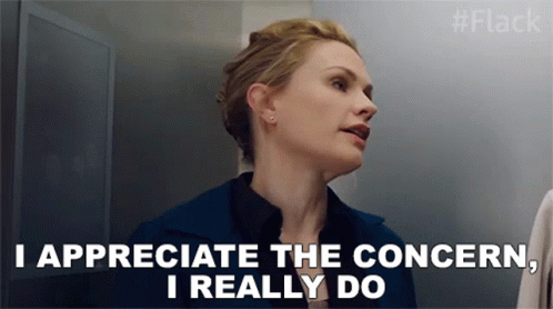Blue Coat Woman Saying I Appreciate The Concern GIF