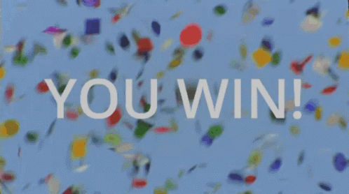 Blue Confetti Background Saying You Win
