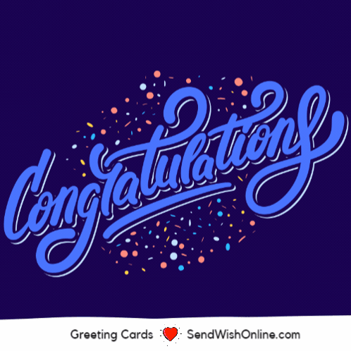 Blue Congratulations Greeting Card With Confetti GIF