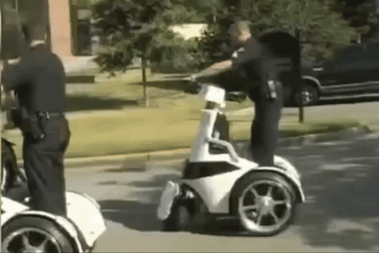 Blue Cops Segway Ride Fail GIF