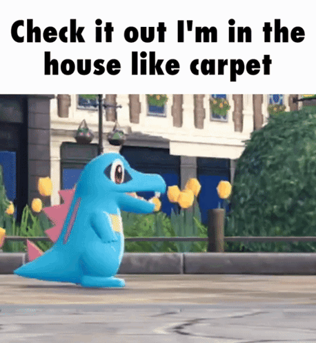 Blue Crocodile Walking With Check It Out Caption GIF