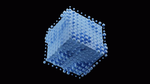 Blue Cube Surrounded by Smaller Blue Cubes