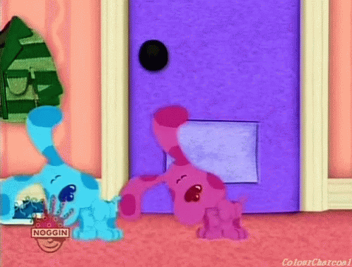 Blue Dog and Pink Dog by Purple Door