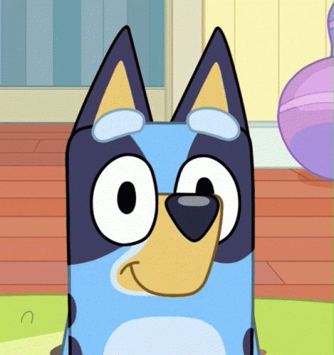 Blue Dog With Yellow Nose Smiling