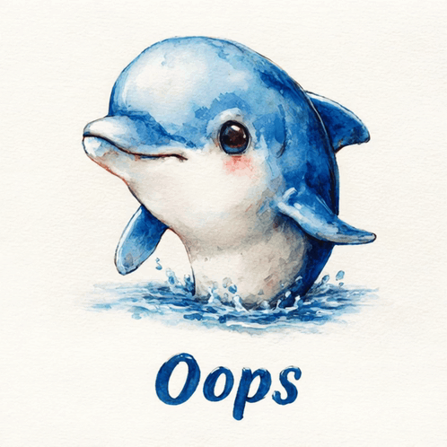 Blue Dolphin Jumping Out of Water Saying Oops