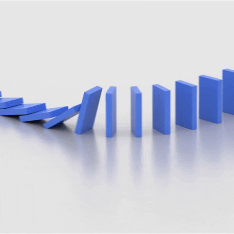 Blue Domino Tiles Dropping Down GIF