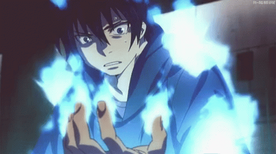 Blue Exorcist Anime Character Rin Okumura Demon Flames GIF