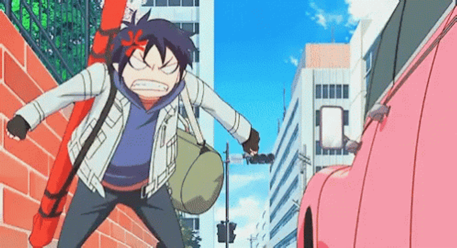 Blue Exorcist Rin Yells At Pink Car Angry GIF