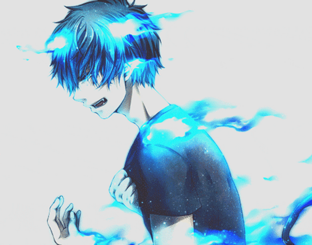 blue fire demon boy