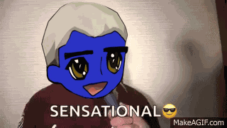 Blue Face Cartoon Saying Sensational