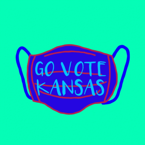 Blue Face Mask Saying Go Vote Kansas