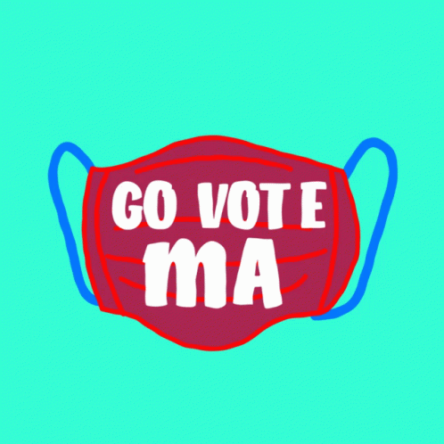 Blue Face Mask Saying Go Vote Ma GIF