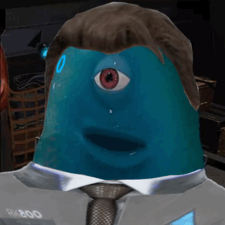 Blue-Faced Man Standing in Front of RK800