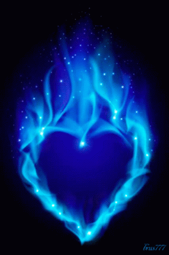 Blue Fire Burning Heart GIF