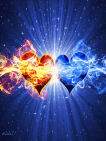 Blue Fire Cool Heart Shaped GIF