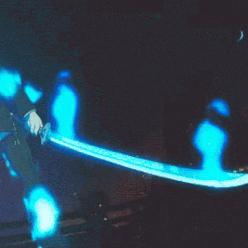 Blue Fire Flame Katana GIF