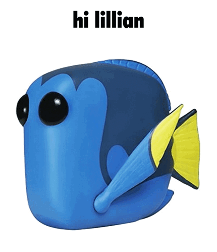 Blue Fish With Yellow Tail Says Hi Lillian GIF