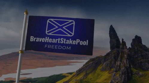 Blue Flag Braveheart Freeltakerpool Flying Near Mountain