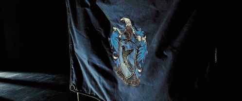 Blue Flag With Crest Saying Ravenclaw