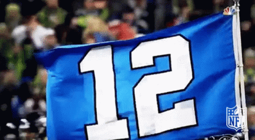 Blue Flag With Number 12 GIF