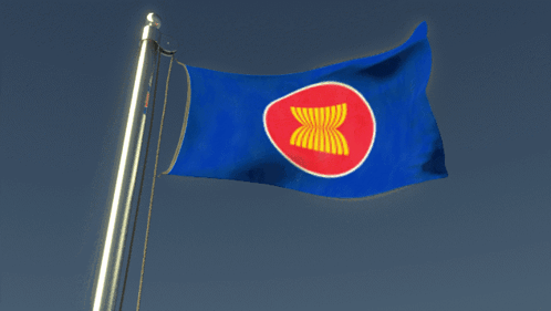 Blue Flag With Red Circle and Letter X