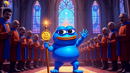 Blue Frog Holding Gold Coin with 13