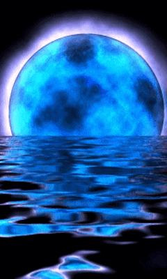 Blue Full Moon Reflected in Water