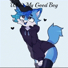 Blue Furry Cartoon Character in Black Hoodie and Knee High Boots