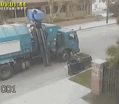 Blue Garbage Truck GIF