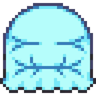 Blue Ghost With Smiley Face Pixel Art