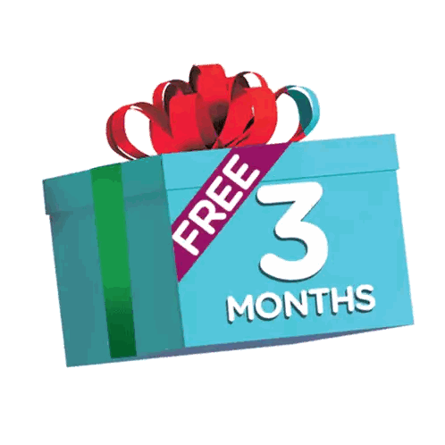 Blue Gift Box With Red Bow Free 3 Months