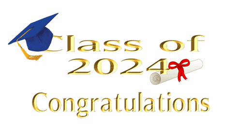 Blue Graduation Cap Class Of 2024 GIF