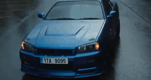 Blue Gtr On A Road GIF