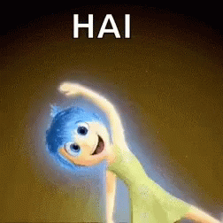 Blue Hair Cartoon Character Doing Yoga Hai