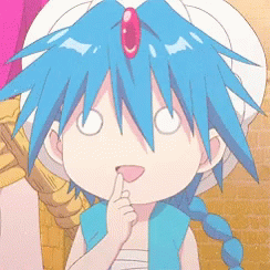 Blue Hair Cartoon Character Finger In Mouth GIF