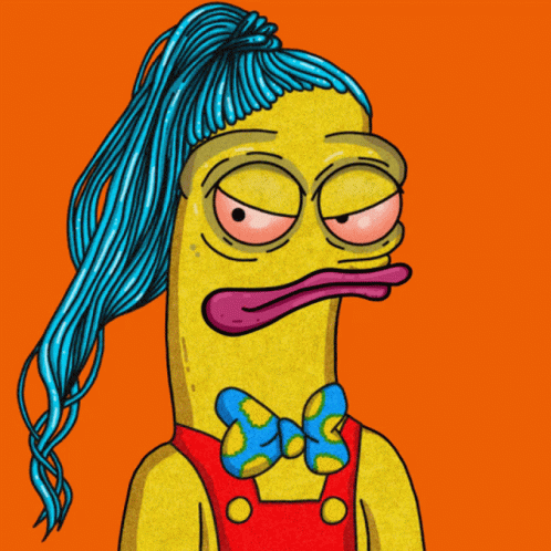 Blue Hair Cartoon Character Oks